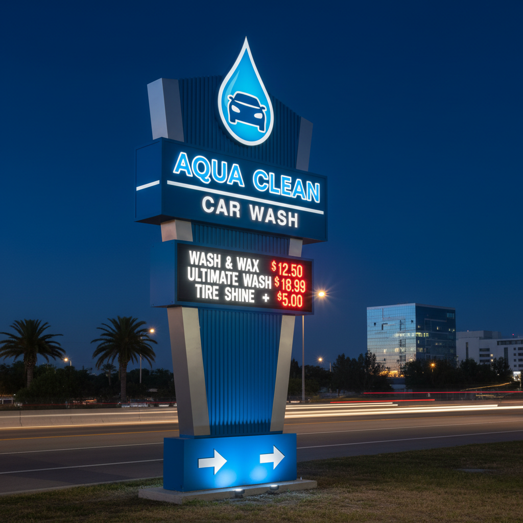Springdale Car Wash LED Pylon